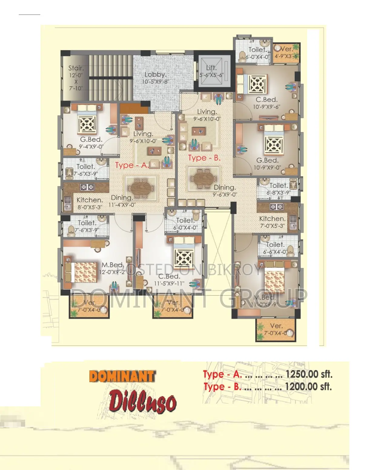 4-Bedroom----South Face Ongoing Apartment Aftabnagor in Aftab Nagar