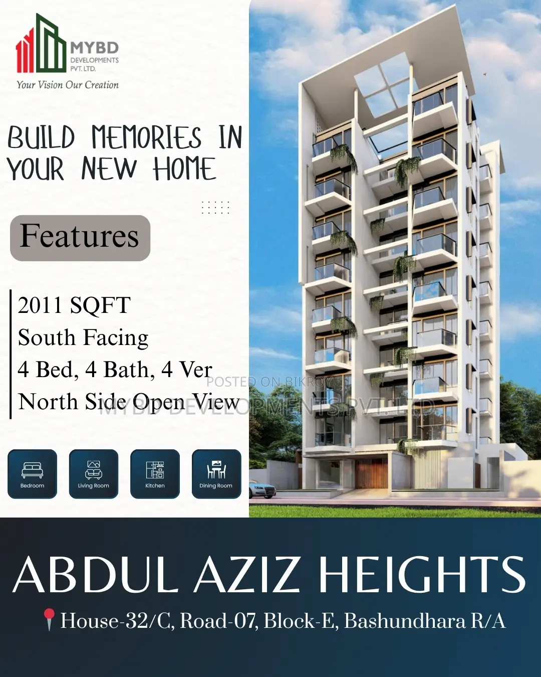 4-bedroom Apartment in Mybd Abdul Aziz, Basundhara for sale in Basundhara