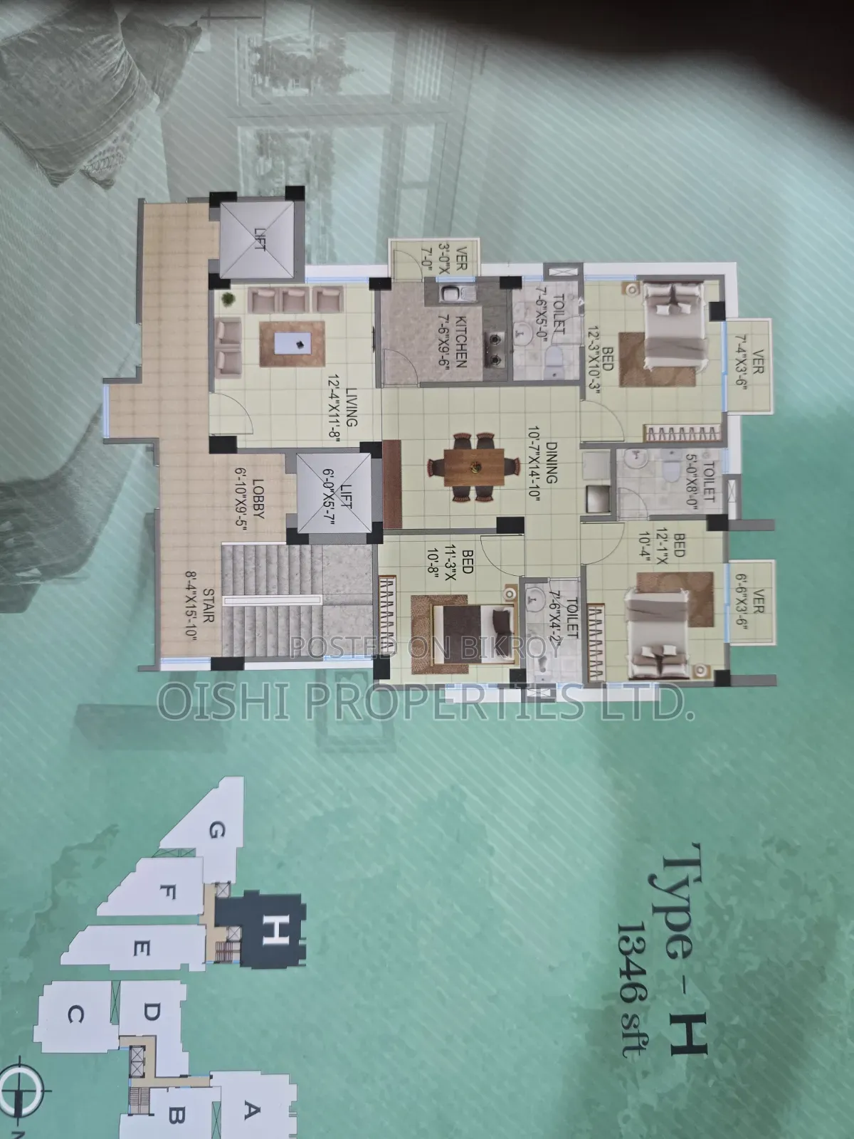 3-Bedroom Apartment in Fazlul Karim Palace, Malibag for Sale in Malibag