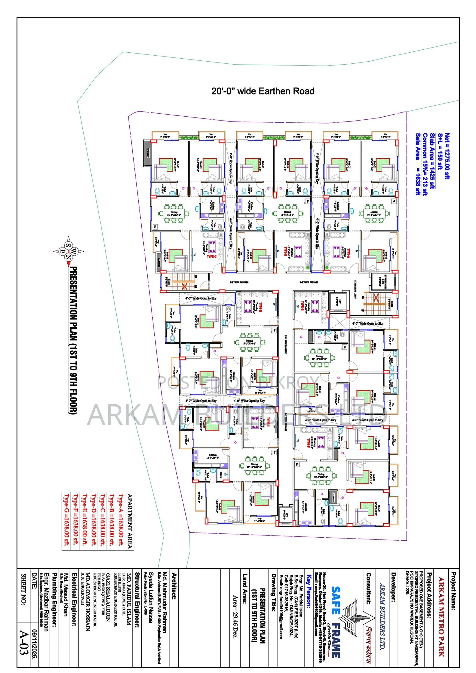 3-Bedroom Apartment in Arkam Metro Park, Banasree for sale in Banasree