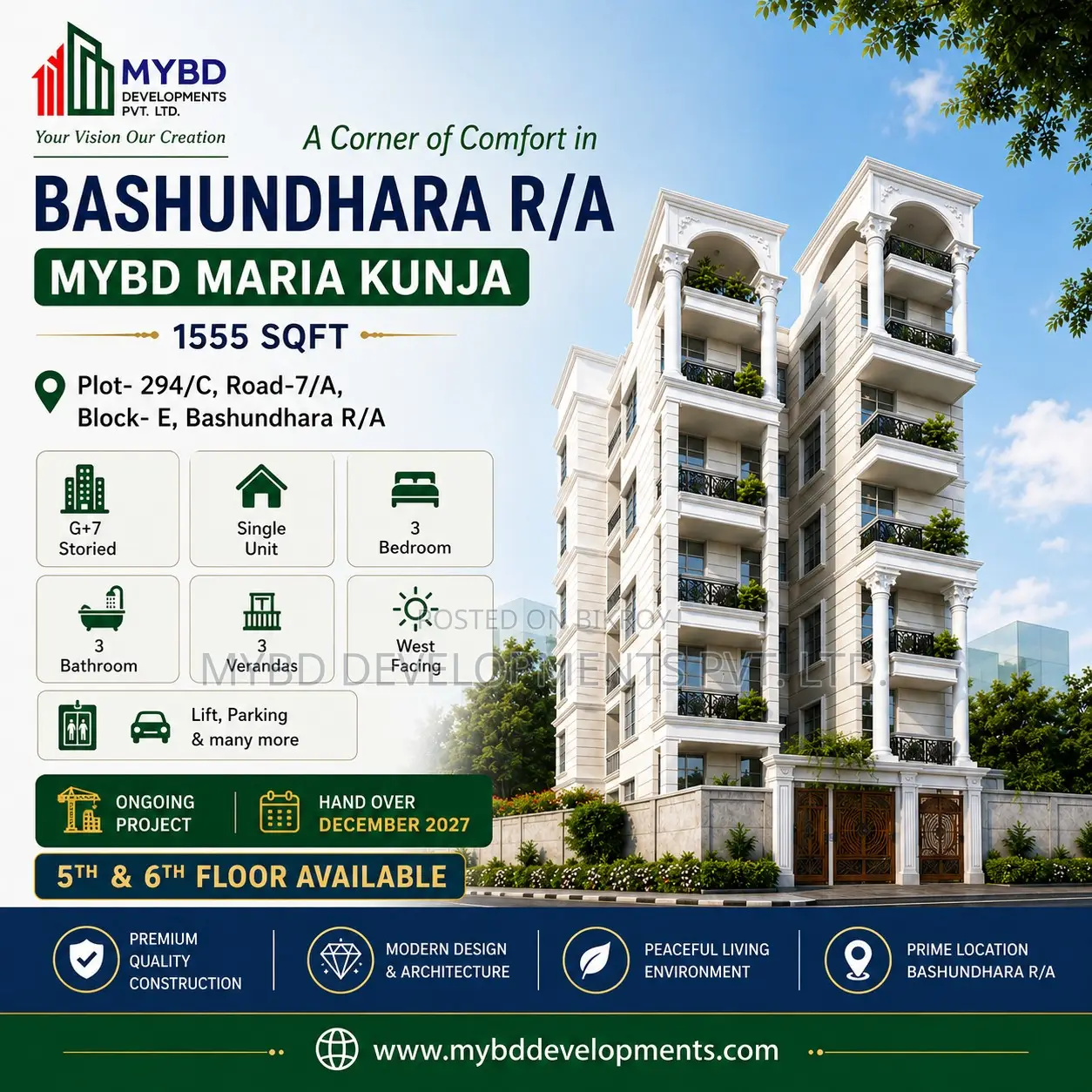 3-Bedroom Apartment in Mybd Maria Kunja, Basundhara for Sale in Basundhara
