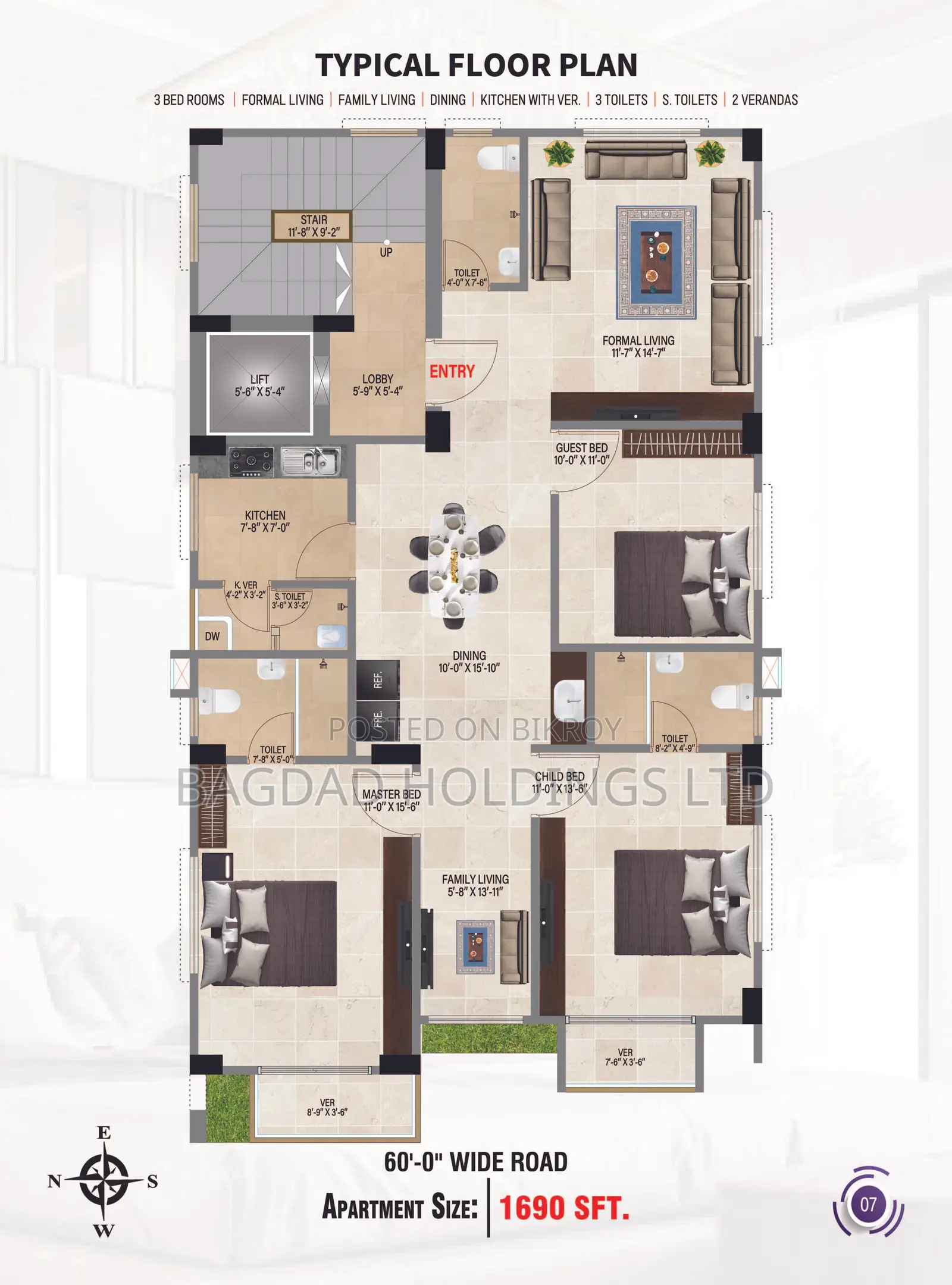 3-bedroom Apartment in Uttara for sale in Uttara