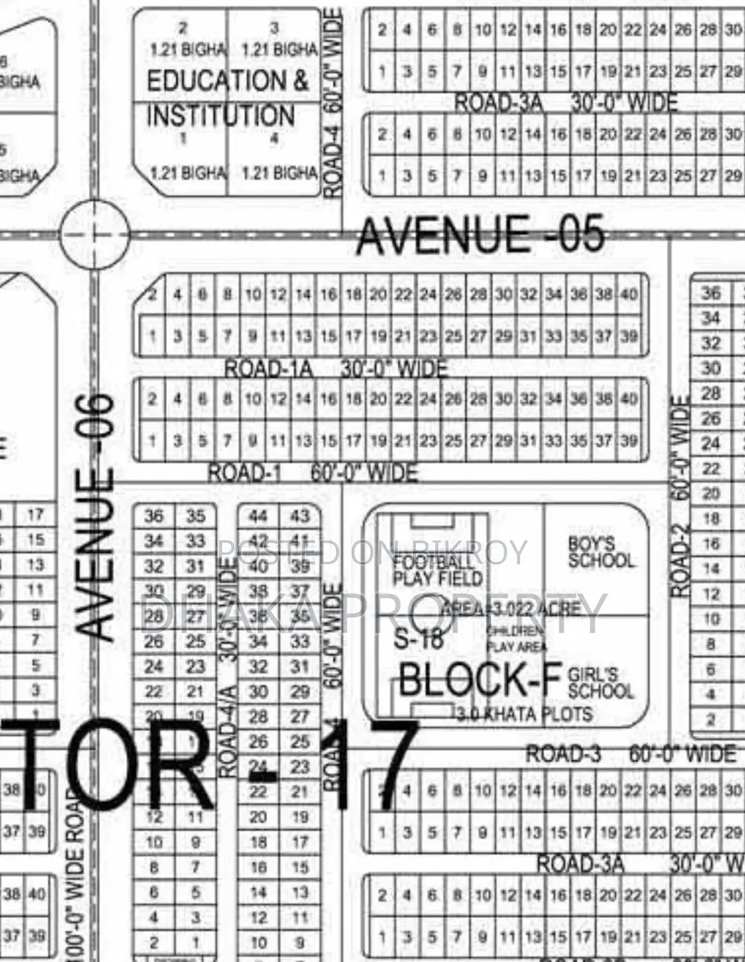 Land Sale Joint 6 Katha South at Sector-17/F in Uttara