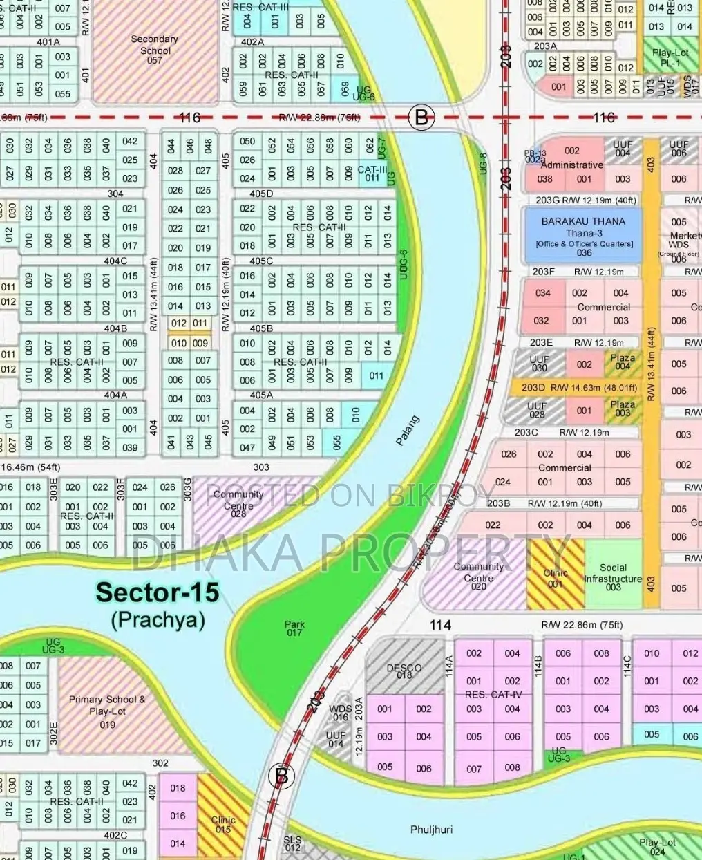 40ft Road 5 Katha Park East at Sector 15 in Purbachal