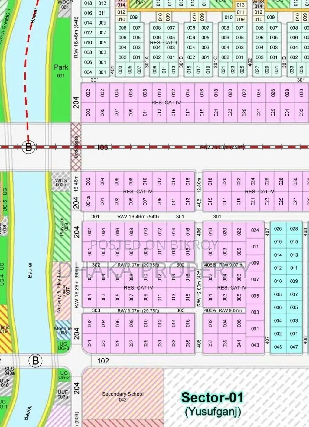 300 Feet Expressway 10 Katha North at Sector 1 in Purbachal