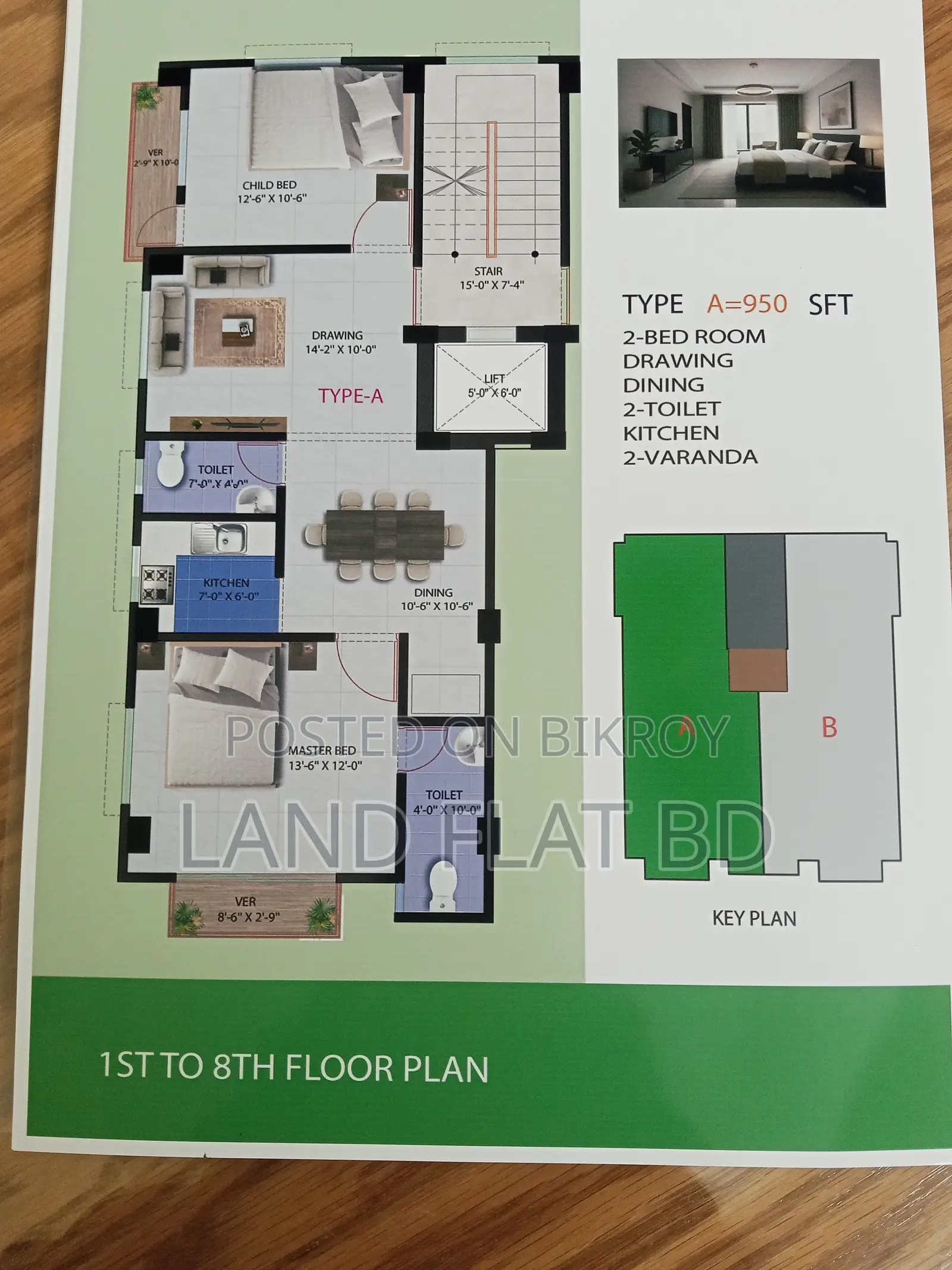 Ongoing Flat for Sale, 950 SFT, South Facing in Mohammadpur