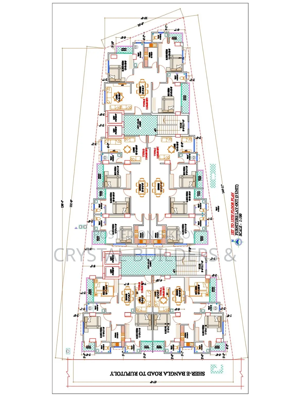 Land for sale with a flat of 1150 square feet in Rupatali town in Barishal