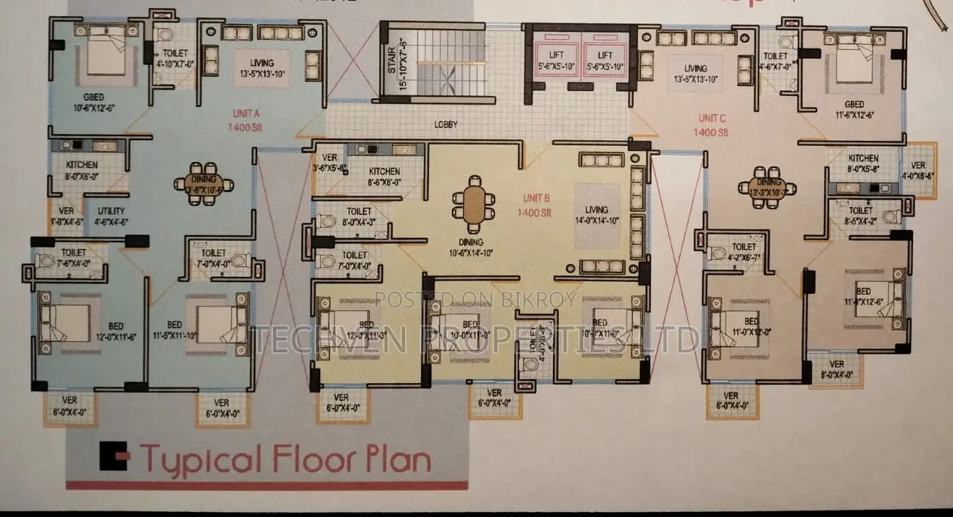 1400 sqft Ready Flat in Shyamoli Bhuiya Goli at 6750 Taka per sqft in Shyamoli