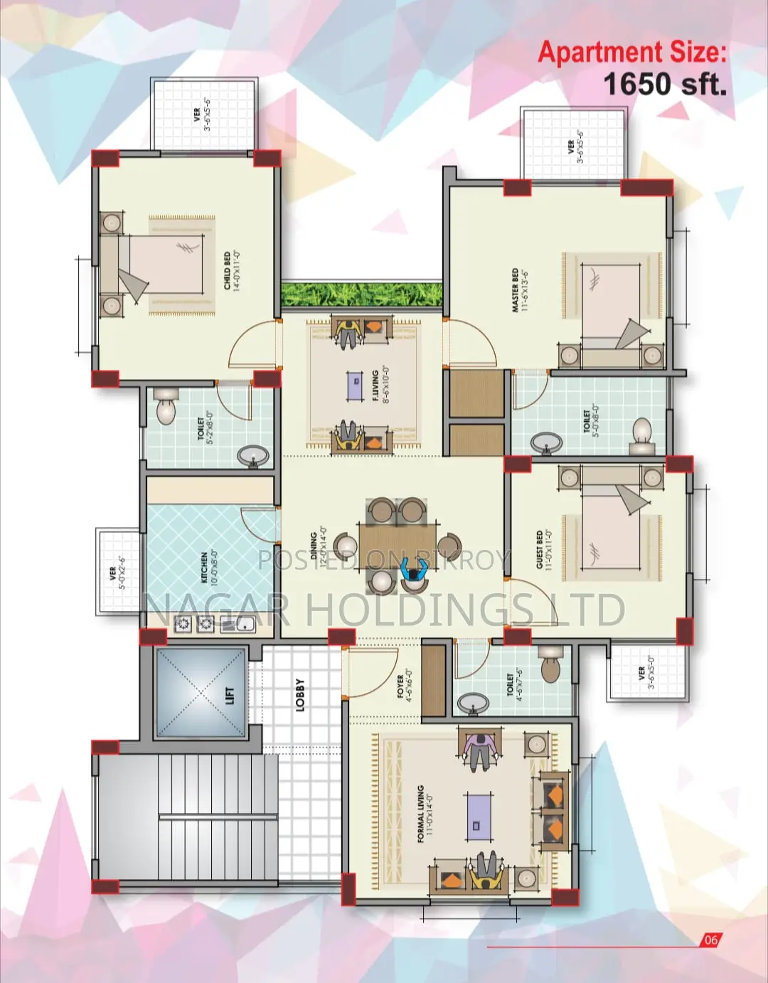 Buy a 1650 Sft Apartment in Bashundhara with Installment Facilities in Basundhara