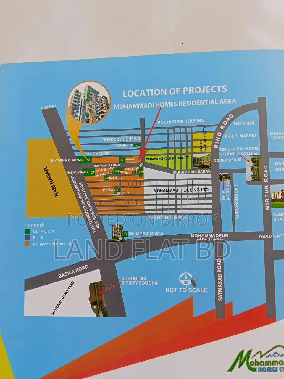 SOUTH FACING FLAT for SALE 1300 SFT ROAD SIDE in Mohammadpur