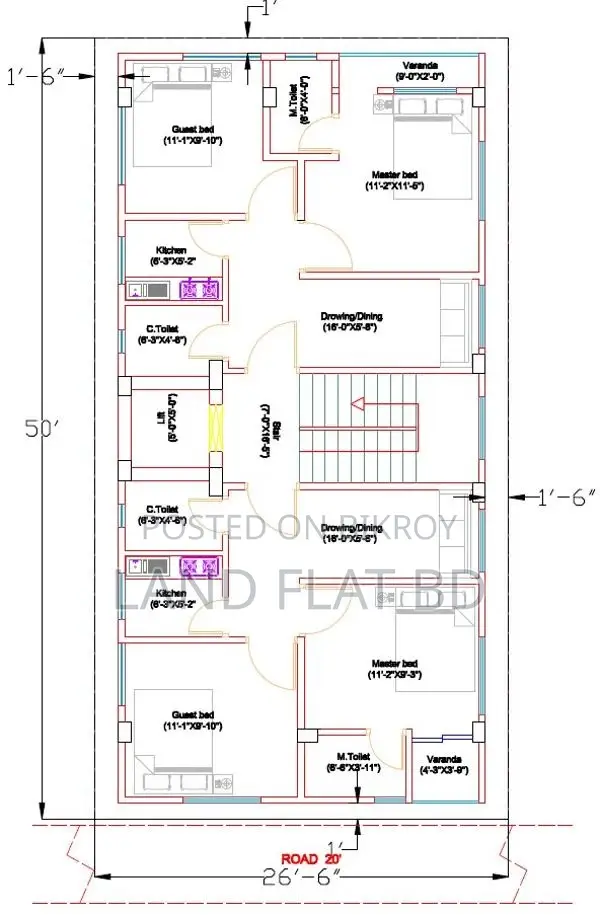 688 sq ft flat for sale at 2,850,000 BDT in Mohammadpur