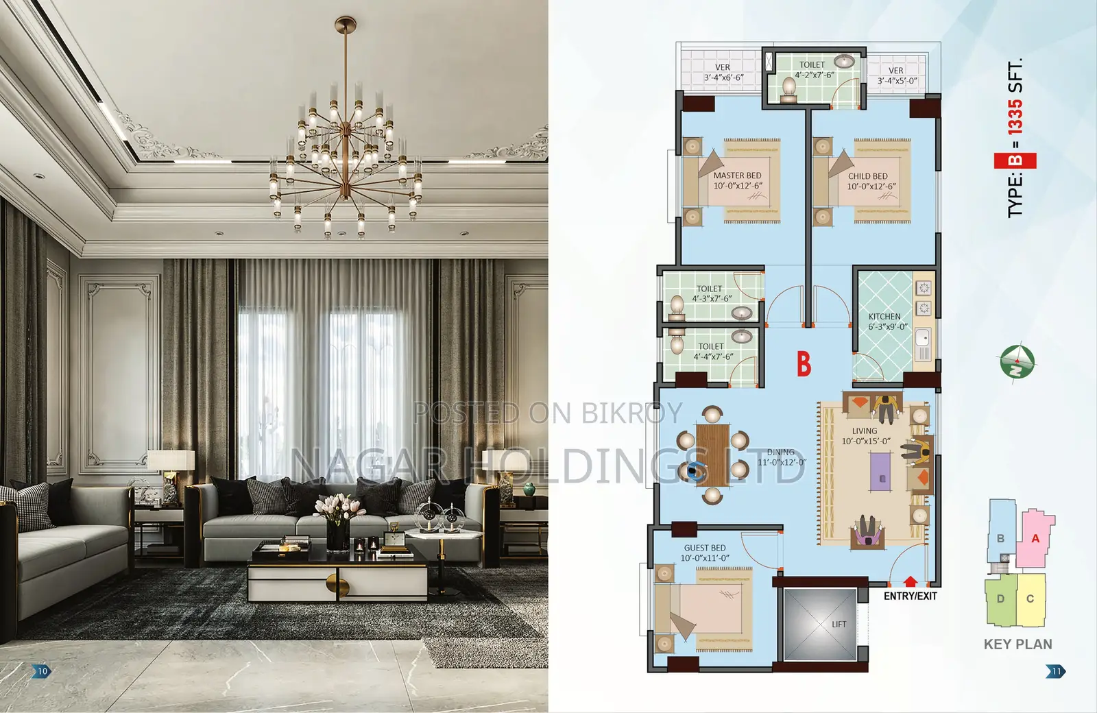 Buy a nearly ready 1250 sq. ft. flat in Adabor in Mohammadpur