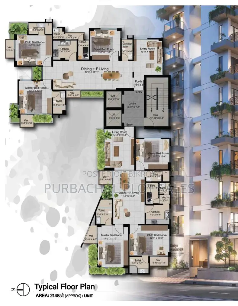 Modern Facilities Apartment in Bashundhara in Basundhara