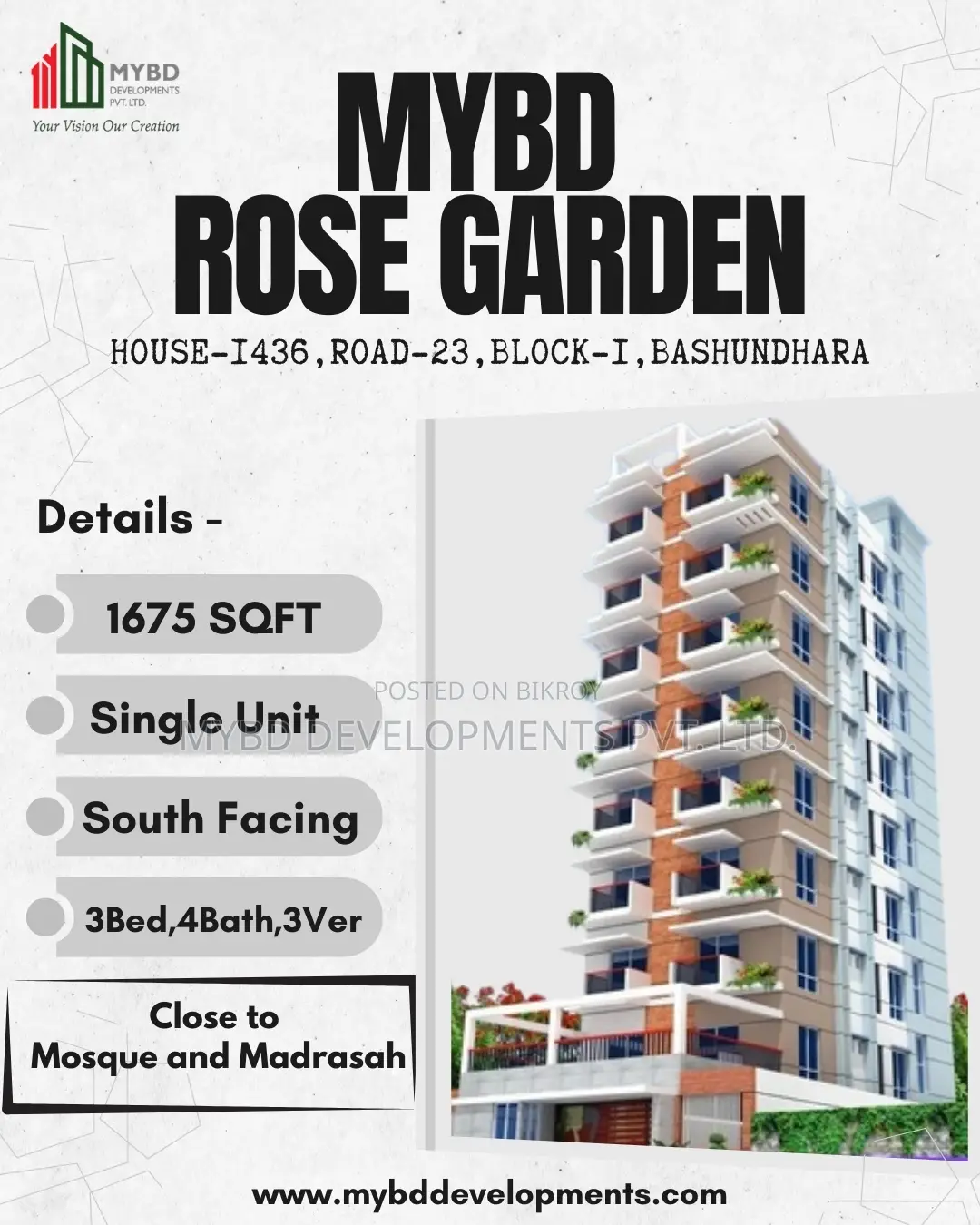 Beautiful flat in a quiet, open, and family-friendly environment in Basundhara