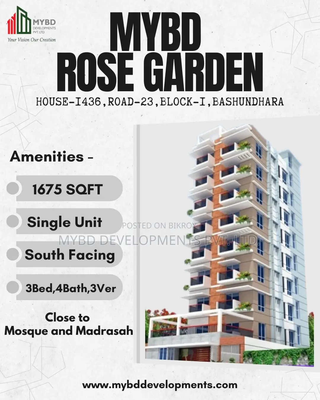 Beautiful flat in a quiet, open, and family-friendly environment in Basundhara