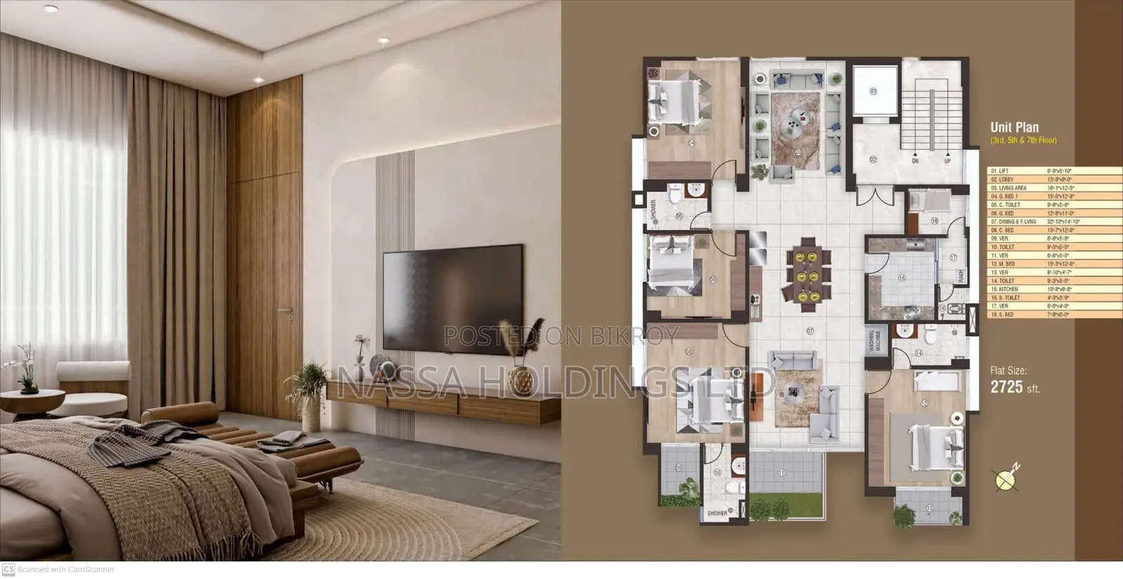 2725 Sft. Flat For Sale at Jolshiri Abashon in Dhaka