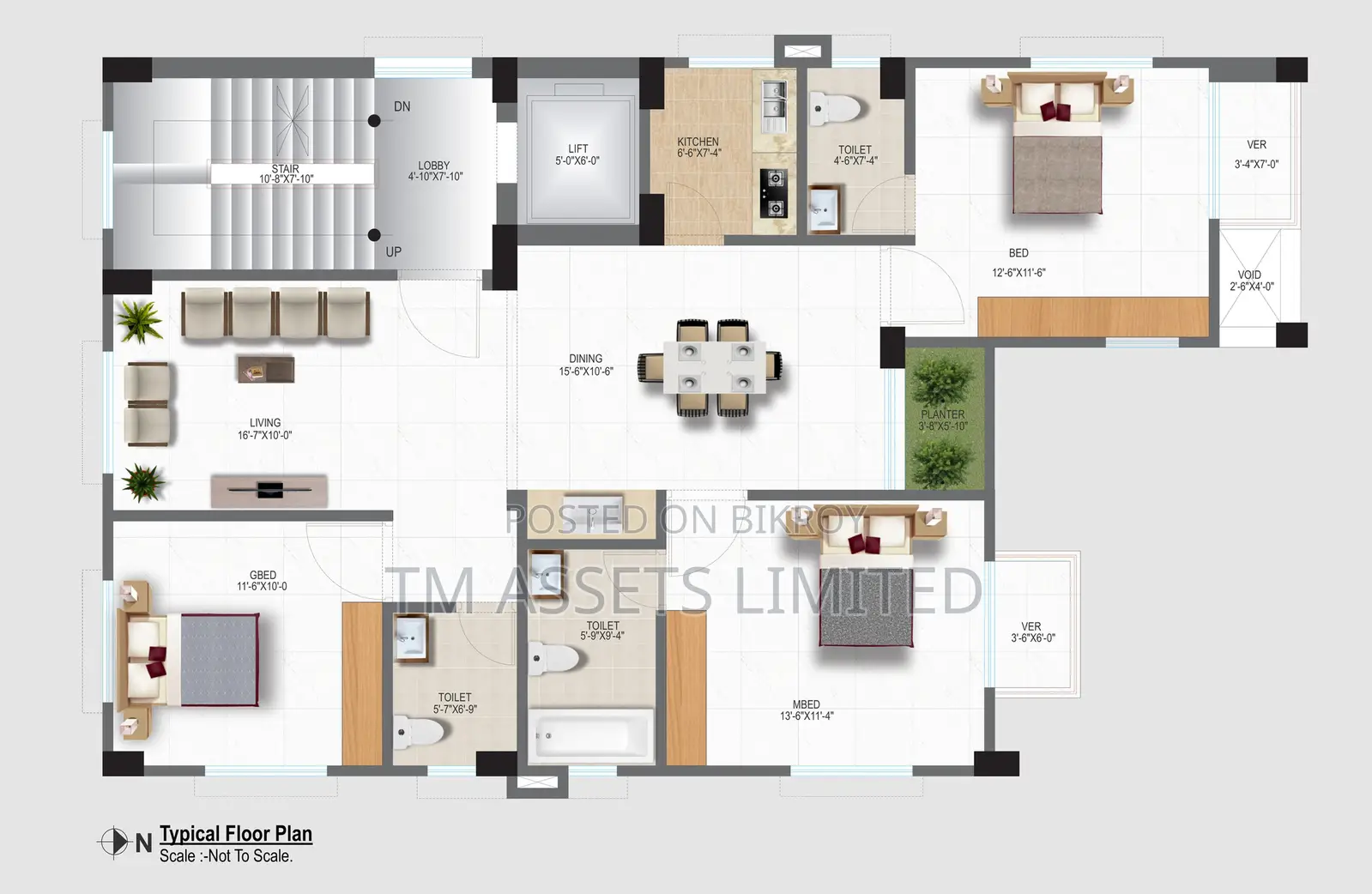 1540 sft Ongoing Flat For Sale in Aftabnagar Dhaka in Gulshan