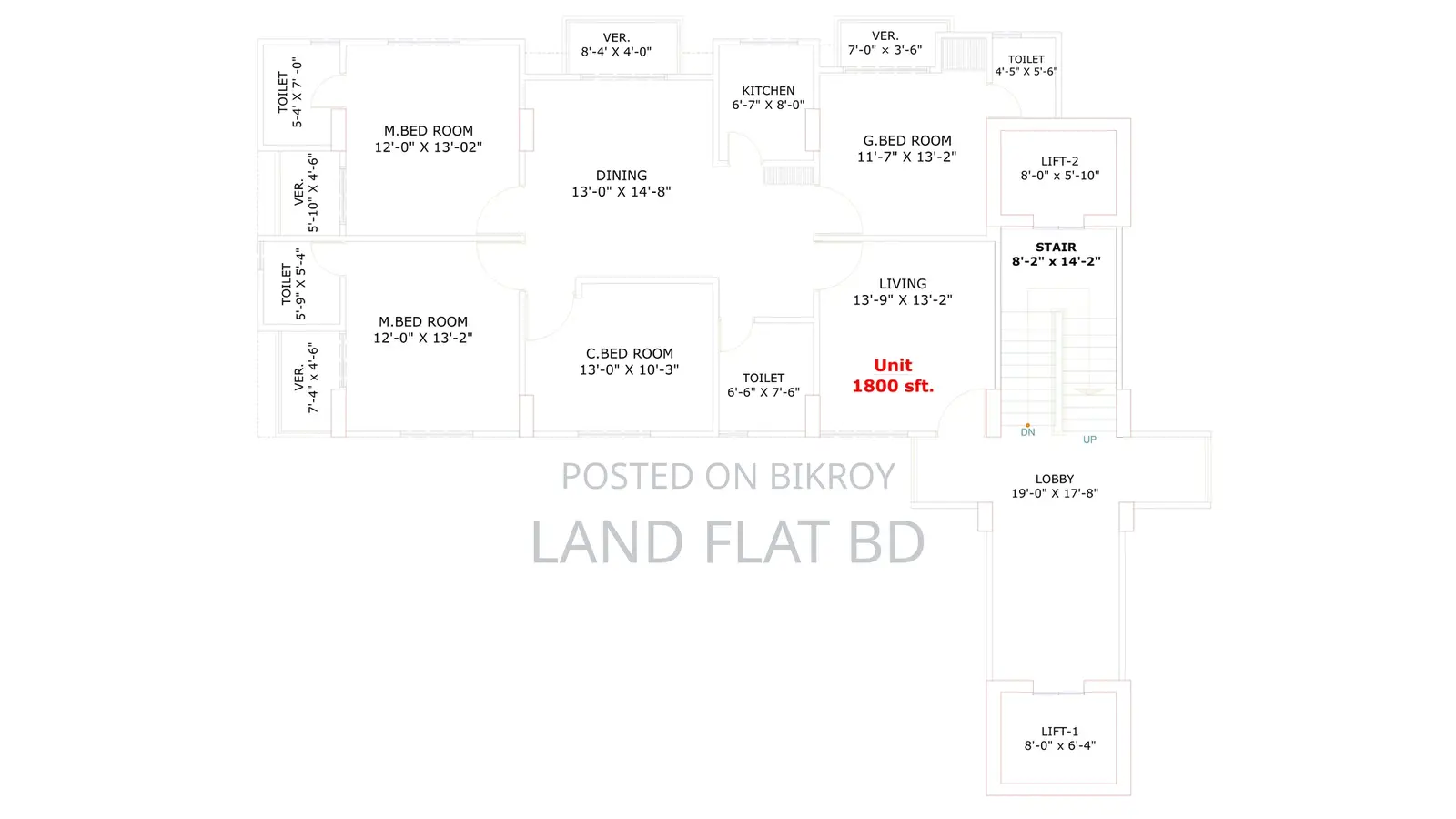 1800 SFT Flat for Sale at River View Project, Ghatarchar Laboni Point in Mohammadpur