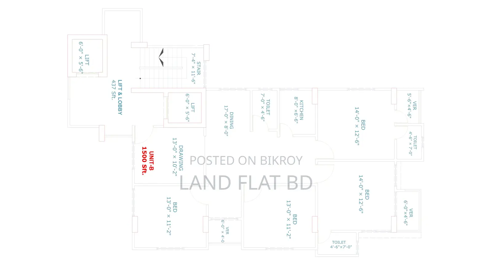 1500 SFT Flat for Sale at Ghatarchar Laboni Point in Riverview Project in Mohammadpur