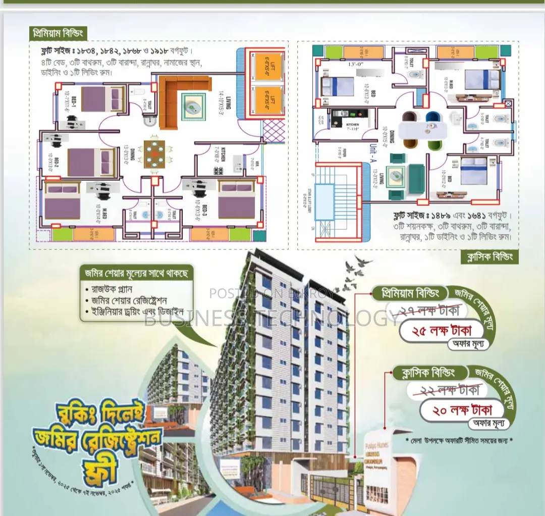 Buy a Flat in a Condominium at Half Price, Opposite Rupayan Town in Jatrabari