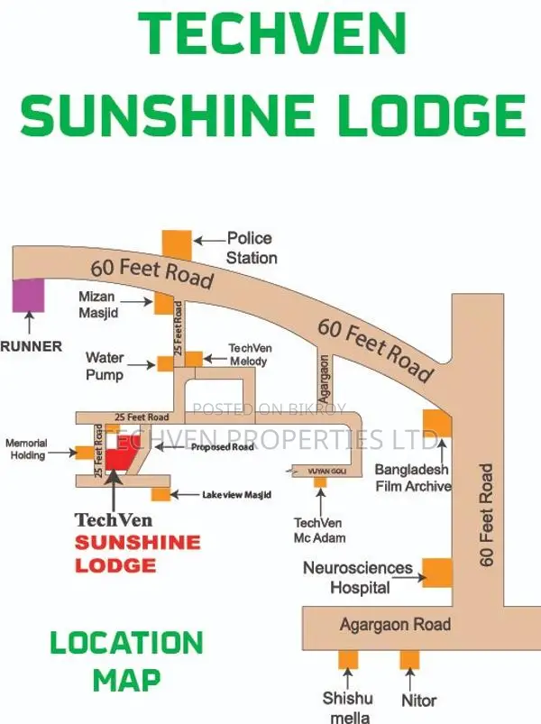 6800 Taka per sq ft, 1540 sq ft flat, Agargaon SP Road, Lakeview Masjid in Shyamoli