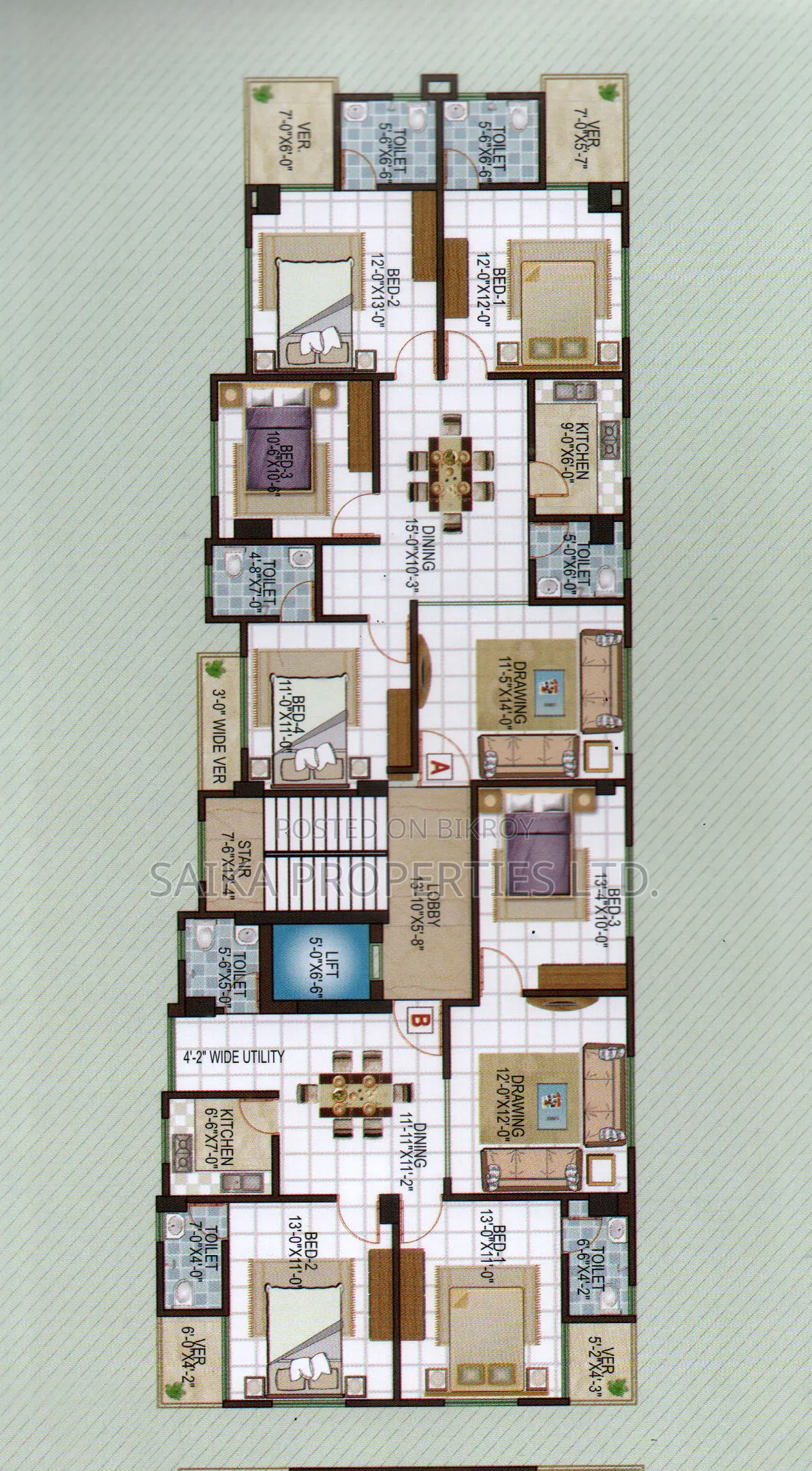 1550 sq ft spacious near-ready flat | 4 bed modern apartment in Mirpur