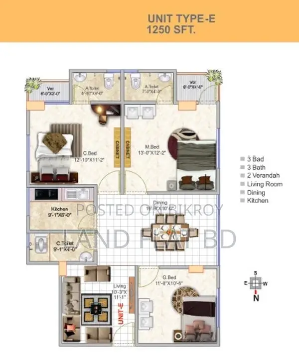 Apartment Land Share Sale 1250sft @ Uttar Badda in Badda