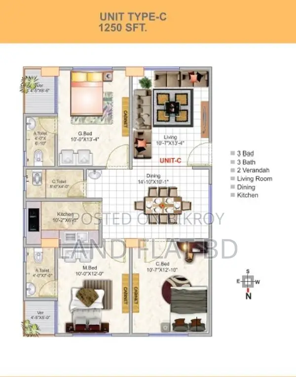 Apartment Land Share Sale 1250sft @ Uttar Badda in Badda