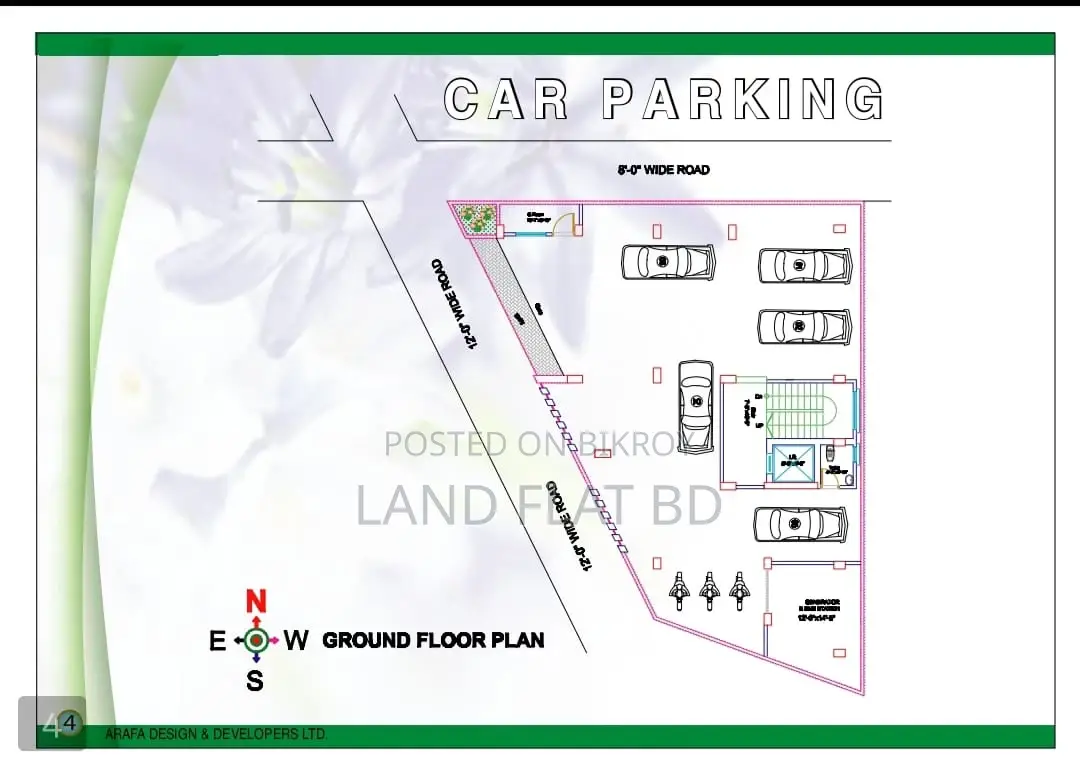 1295 sq ft flat for sale on South-West corner plot in Cantonment