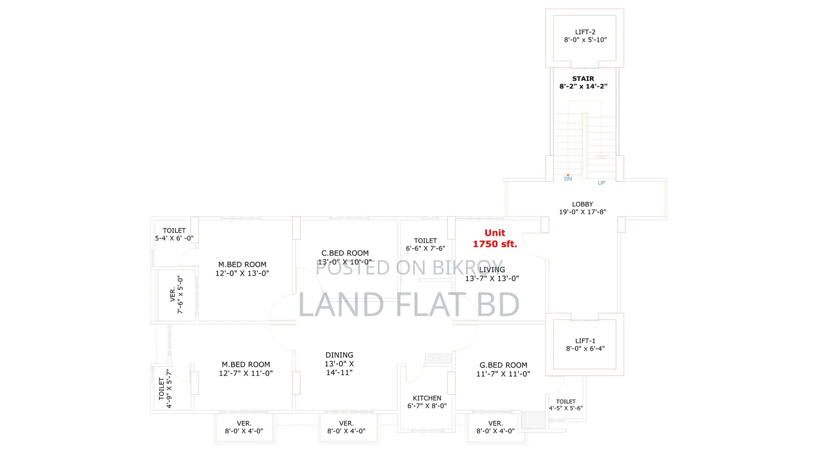 1750 SFT Flat for Sale at Ghatarchar Laboni Point in Riverview Project in Mohammadpur