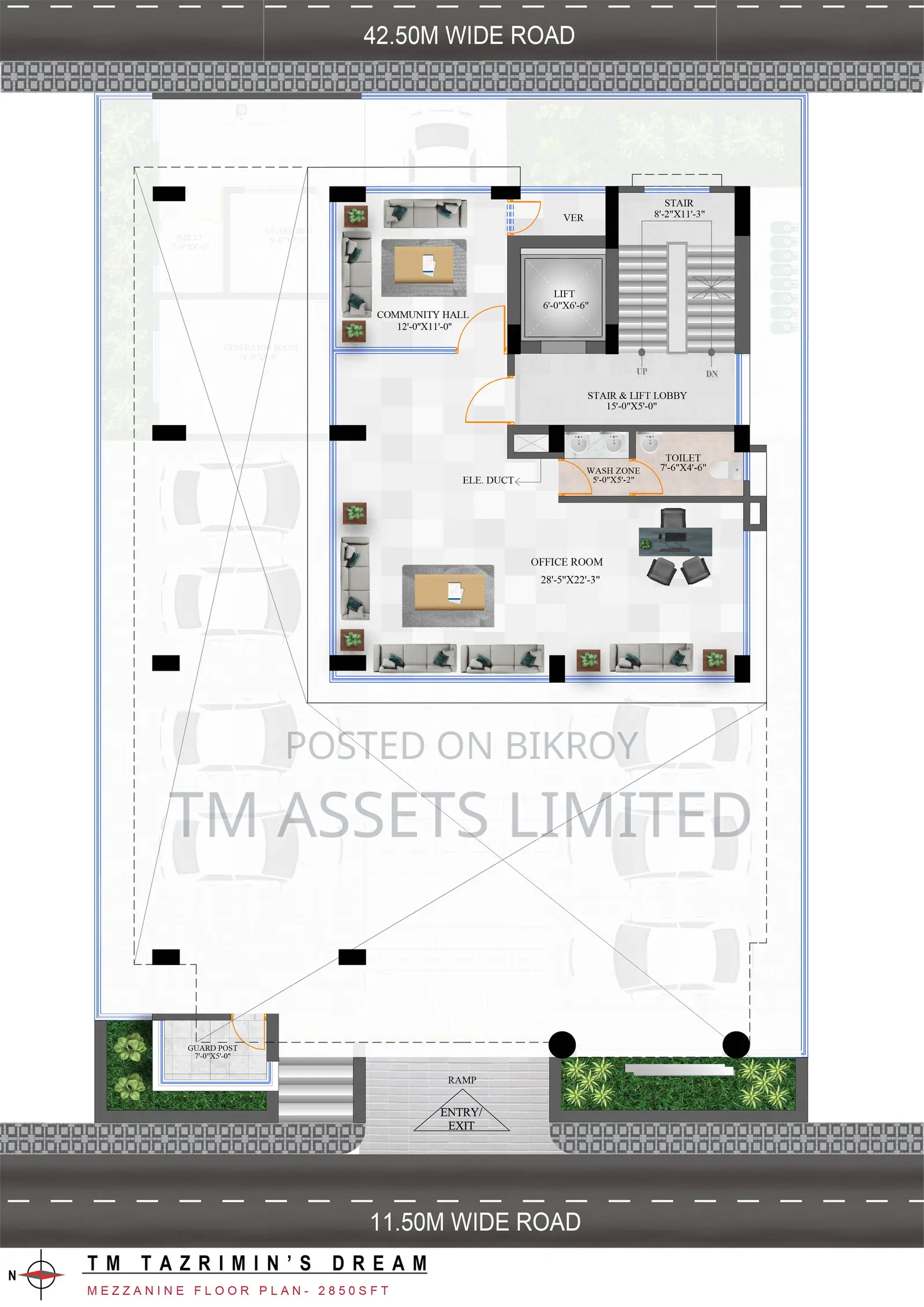 2850 Sq.Ft Corner Flat with Three-Side Open View in Jalshiri in Dhaka