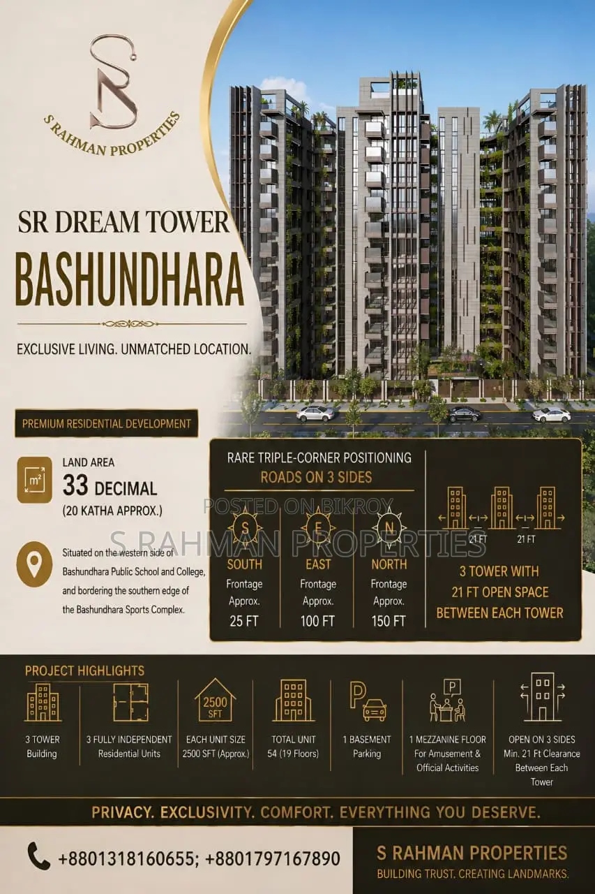 4-Bedroom Apartment in SR Dream Tower, Bashundhara for Sale in Basundhara