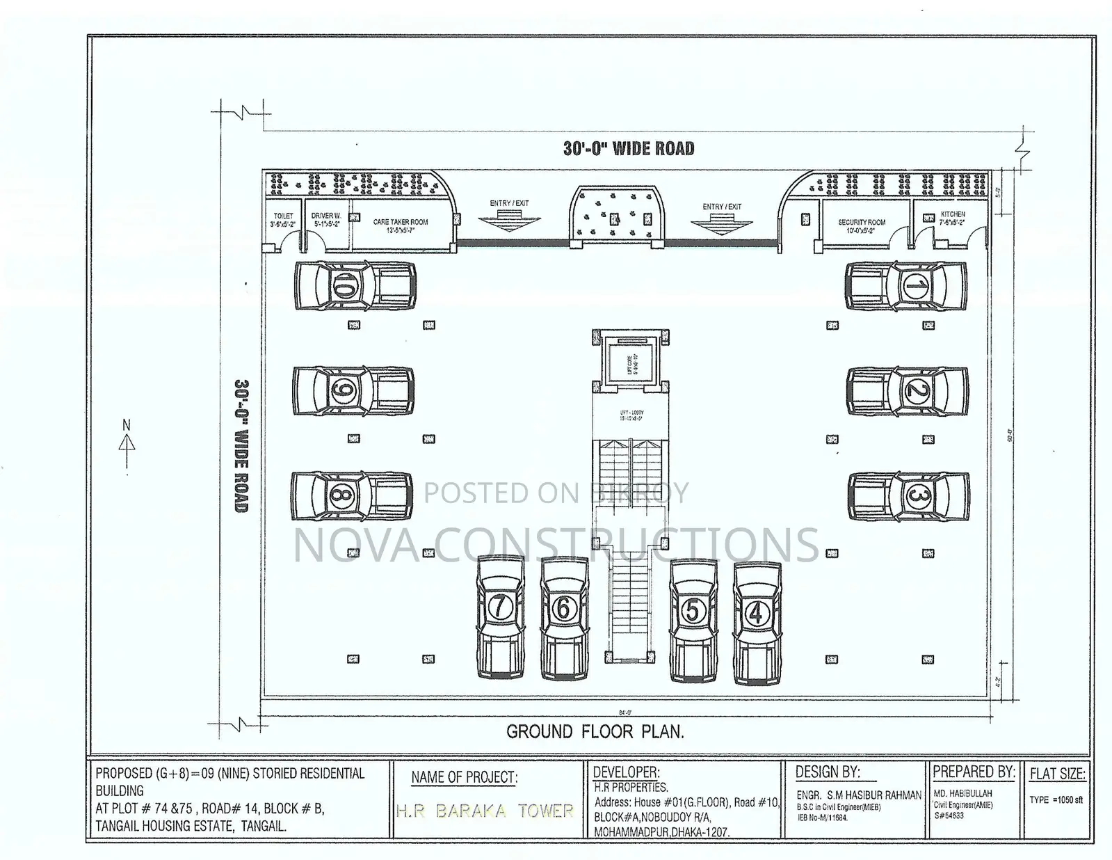 1060 sft. Flat for sale @ Tangail Housing Estate, sadar. in Tangail