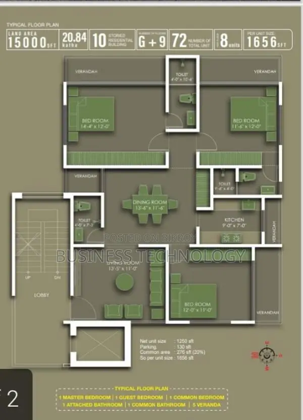 New Eskaton Road, Land Share in Banglamotor