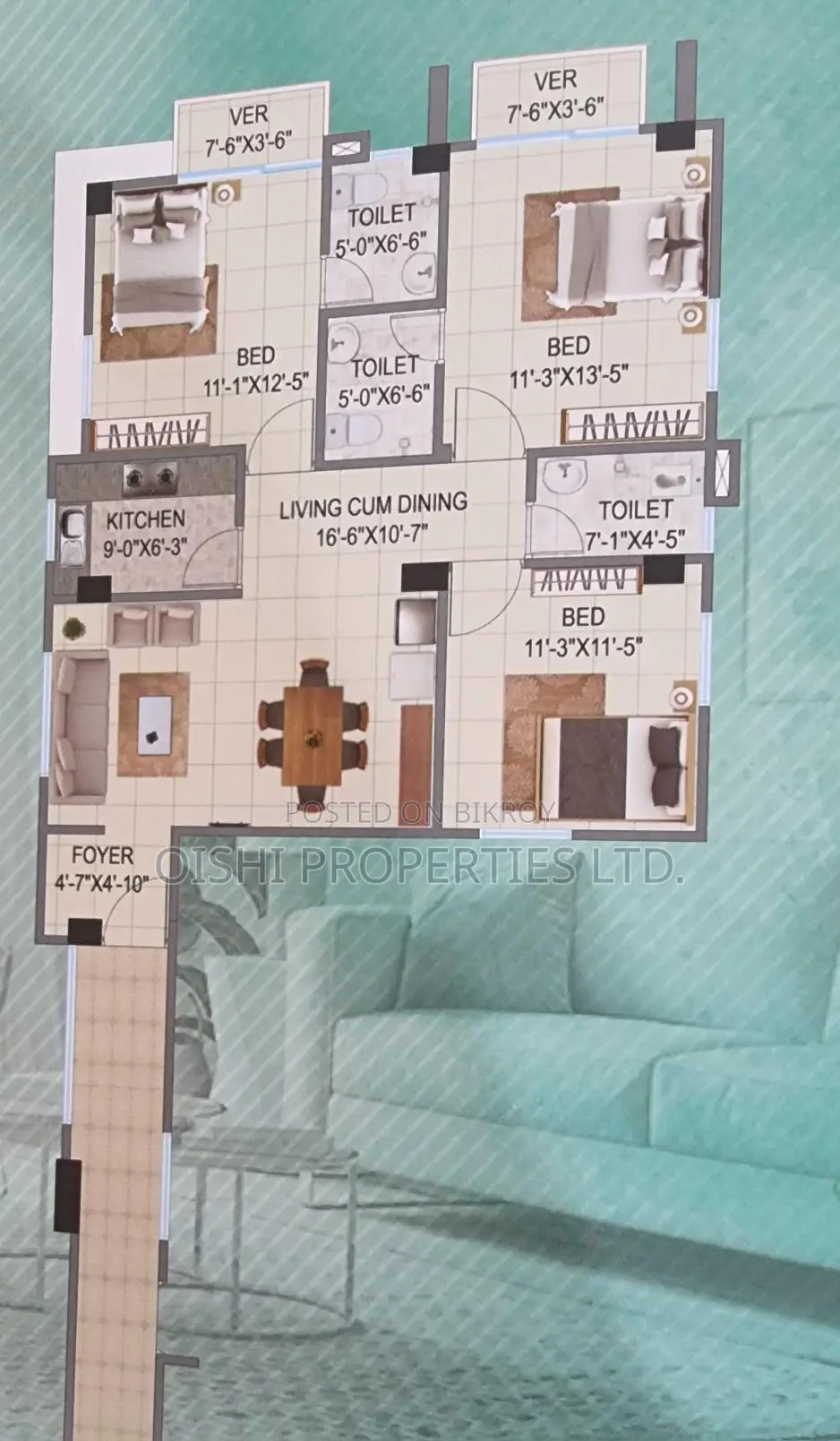 Modern flat under construction for sale in Malibag