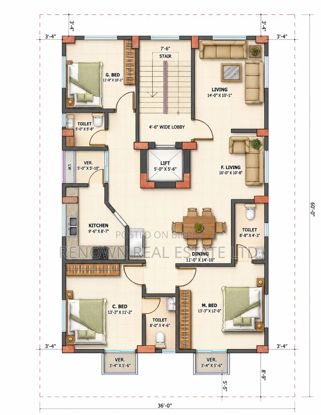 3-Bedroom Apartment in Renown Real Estate, Uttara for Sale in Uttara