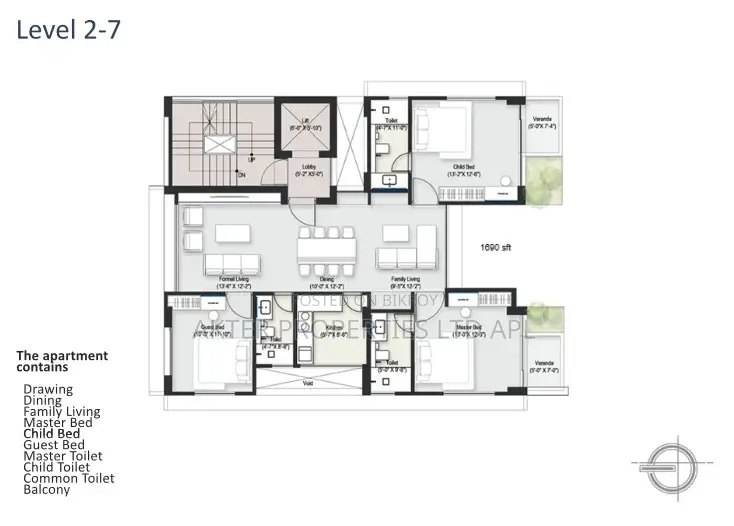 3-bedroom Apartment in APL Anabia, Bashundhara for sale in Basundhara