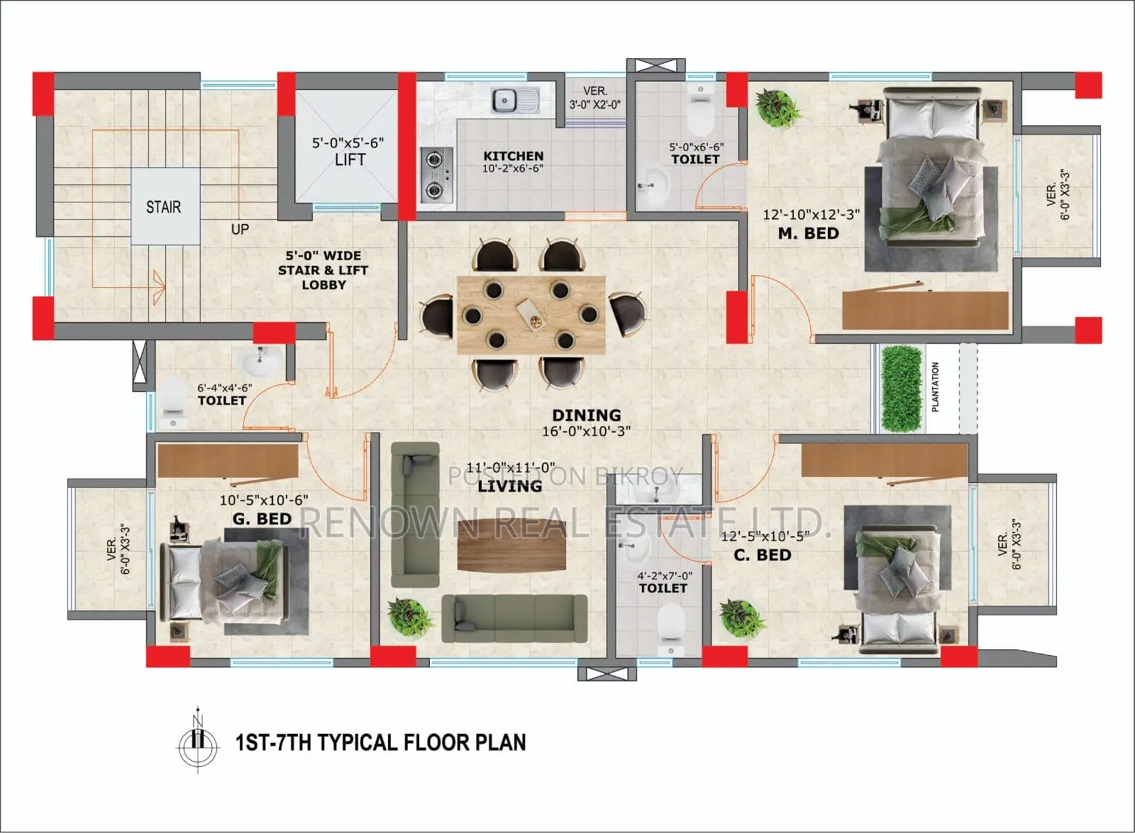 3bdrm Apartment in Renown Real Estate, Uttara for sale in Uttara