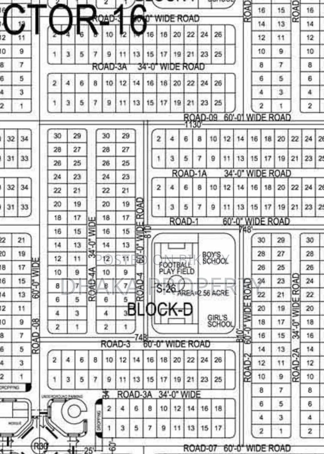 30ft Rd 5 Katha Park South Sector-16/D in Uttara
