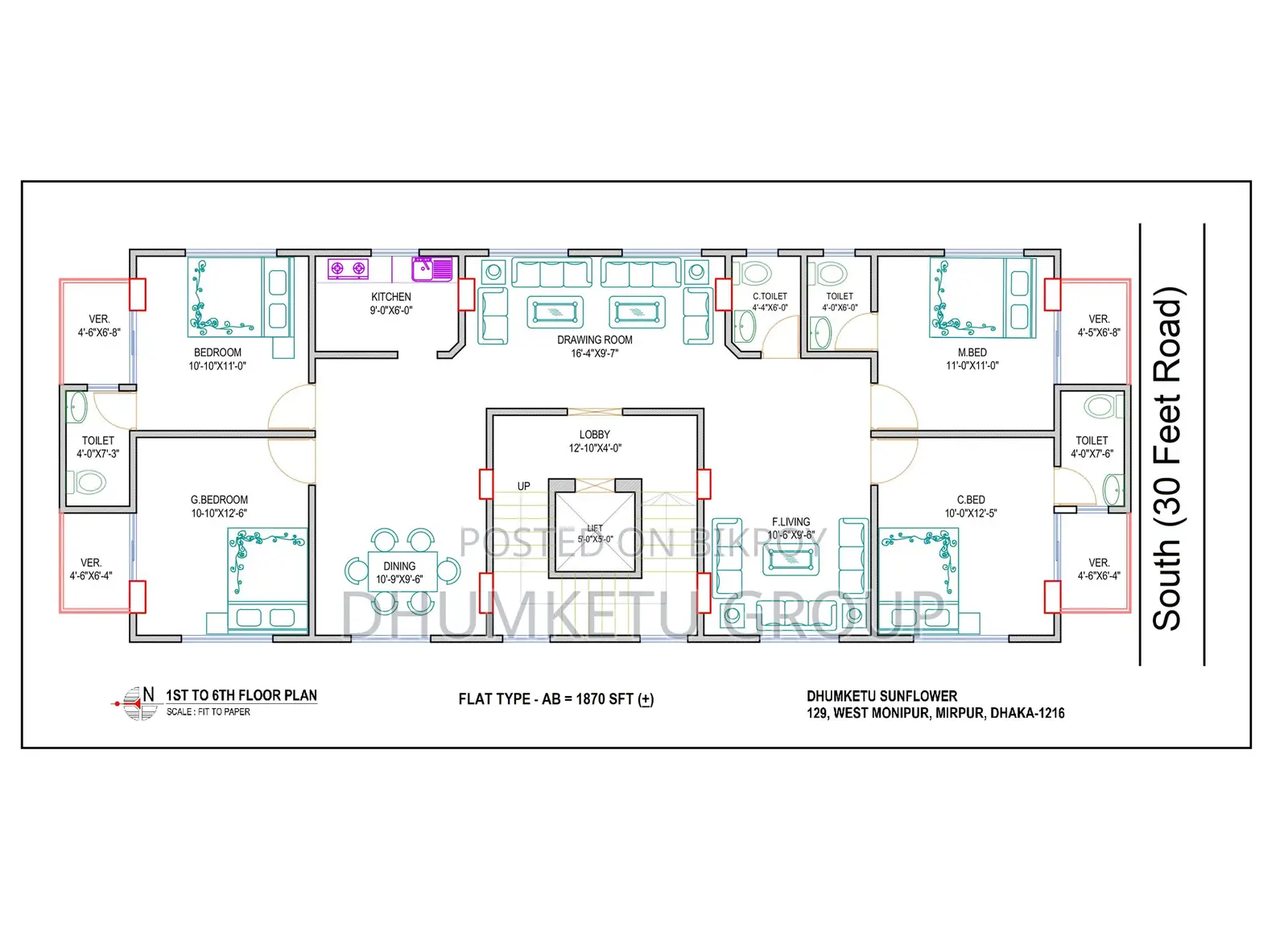 3-bedroom Apartment in Dhumketu Sunflower, Mirpur for sale in Mirpur