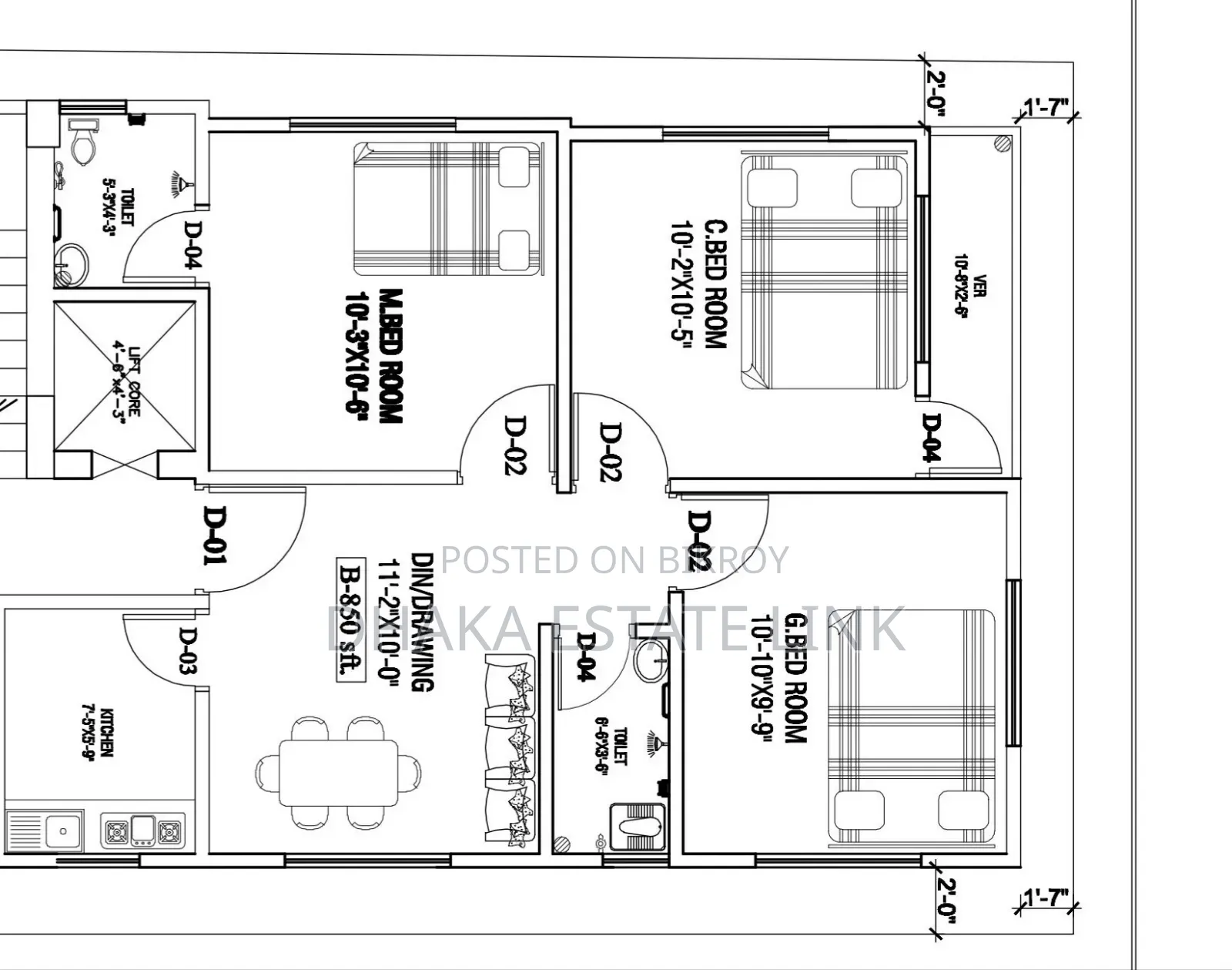 3-bedroom Apartment in Rainbow P.K. Villa, Mirpur for Sale in Mirpur