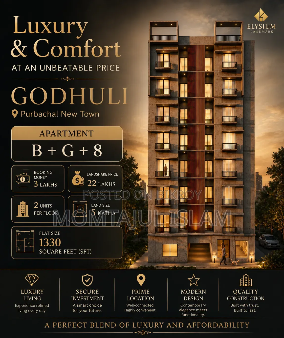 3-Bedroom Apartment in Elysium Landmark, Purbachal for Sale in Purbachal