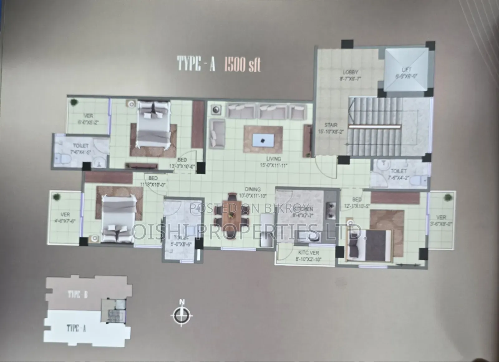 3-Bedroom Apartment in Fazlul Karim Palace, Malibag for Sale in Malibag