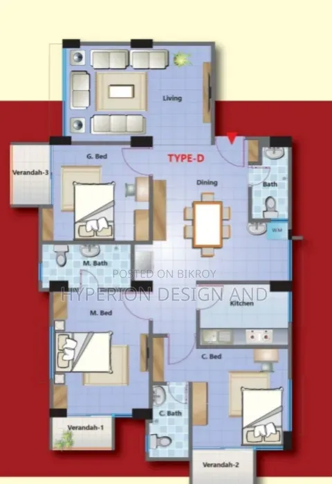 Furnished 3-bedroom Apartment in Hyperion Park View, Banasree for sale in Banasree