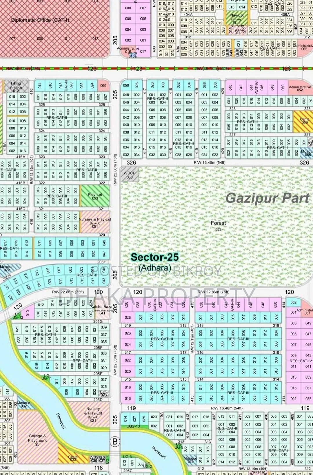 75/75ft Corner 7.5 Katha Forest View South/East at Sector-25. in Purbachal