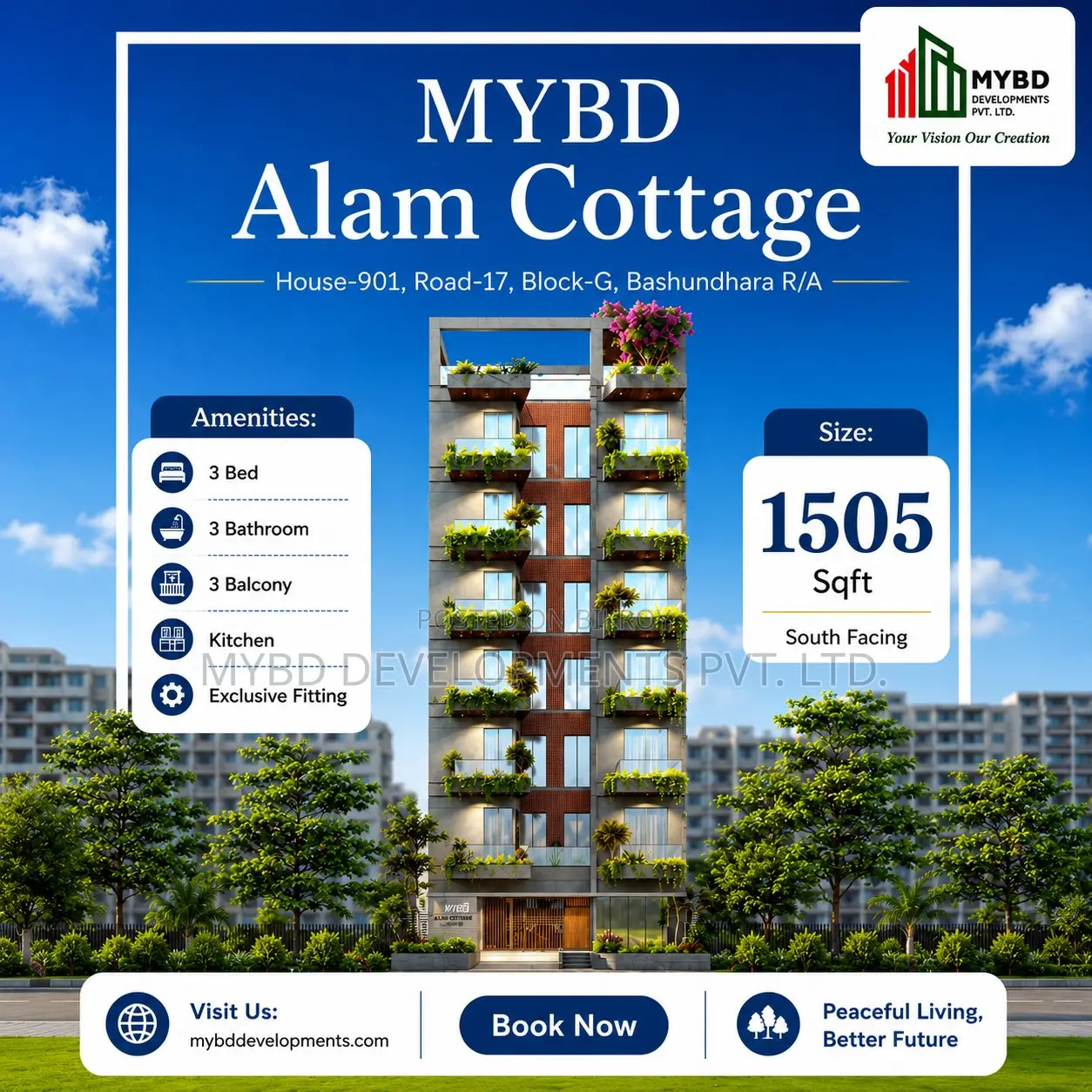 3-Bedroom Apartment in Mybd Alam Cottage, Basundhara for Sale in Basundhara