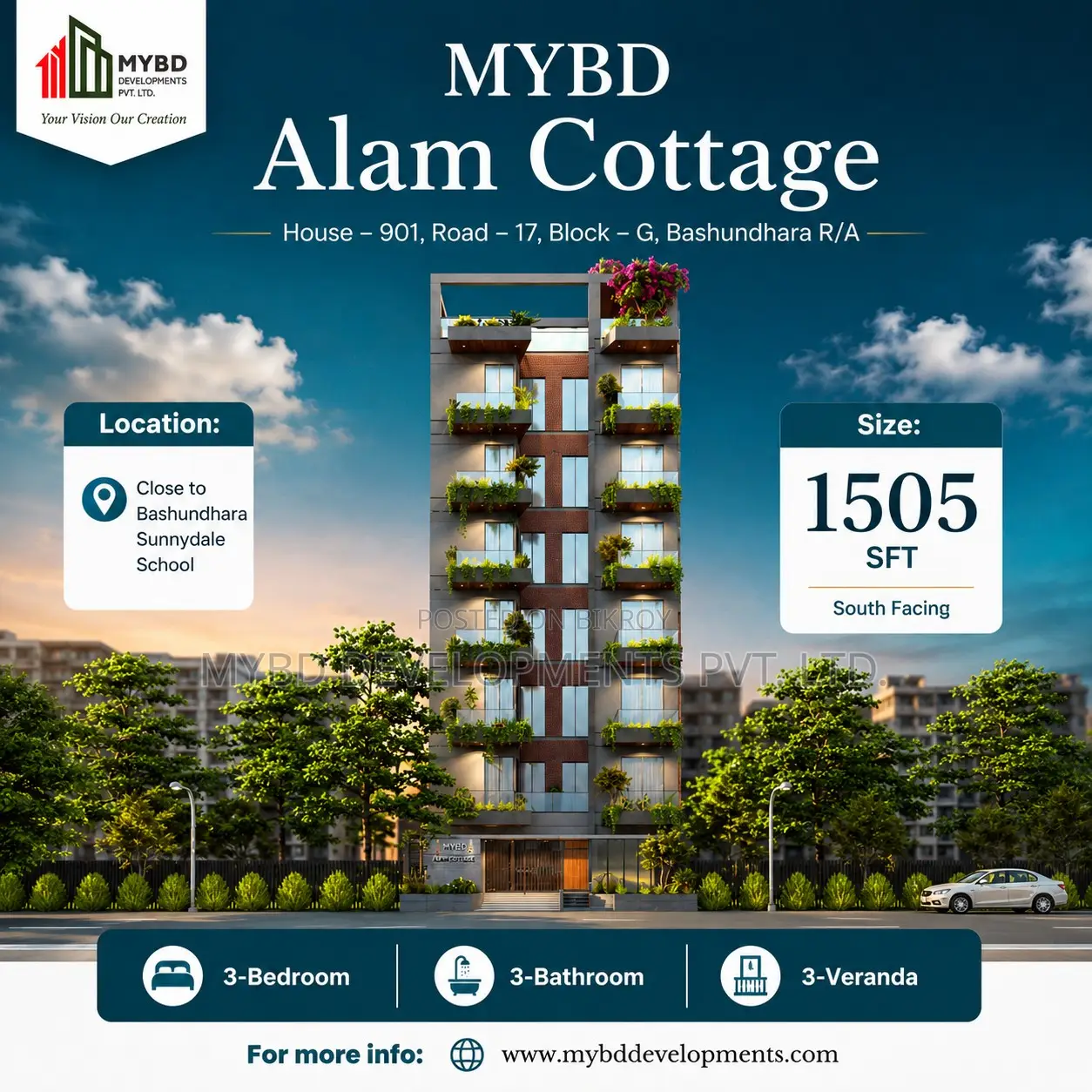 3-Bedroom Apartment in Mybd Alam Cottage, Basundhara for Sale in Basundhara