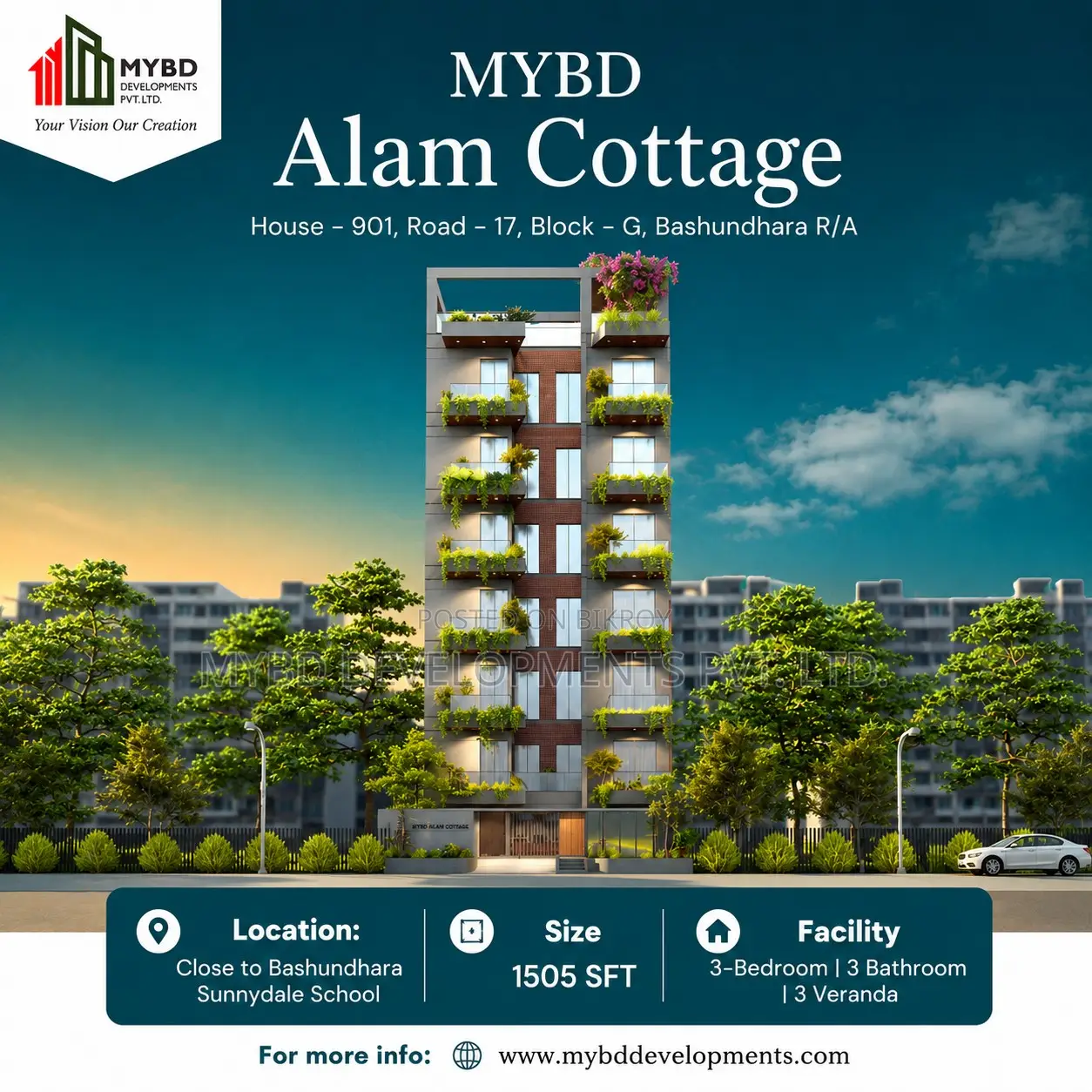 3-Bedroom Apartment in Mybd Alam Cottage, Basundhara for Sale in Basundhara