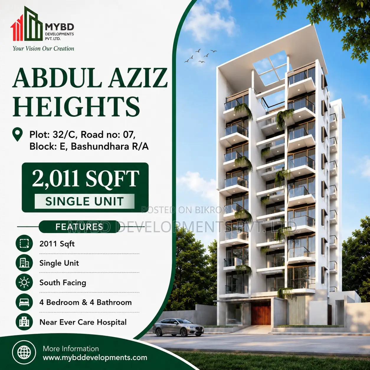 4-bedroom Apartment in Mybd Abdul Aziz, Bashundhara for Sale in Basundhara