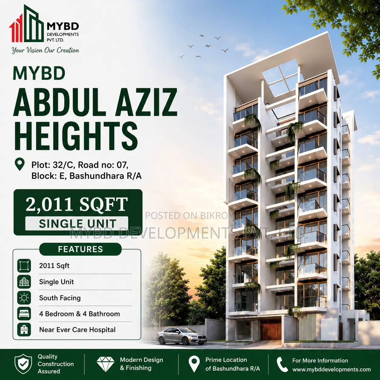 4-bedroom Apartment in Mybd Abdul Aziz, Bashundhara for Sale in Basundhara